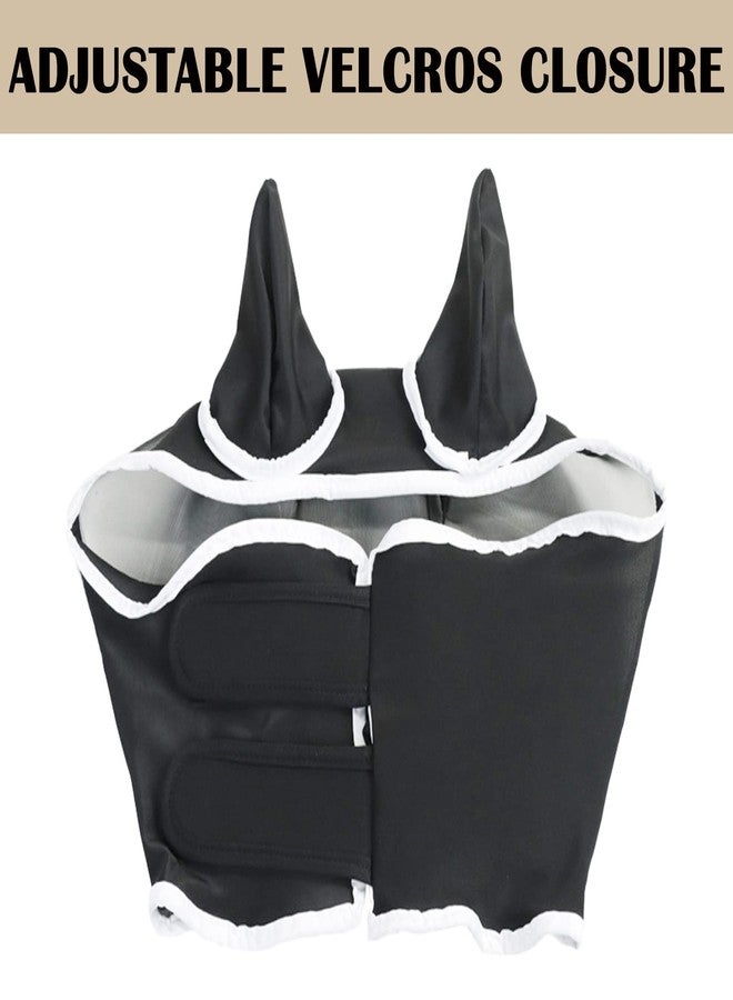SAGUD 2pcs Fly Mask with Ears for Horses Soft Stretchy Mesh Horse Face Cover, Breathable Eye Protection Fly Masks UV Protective Horse Supplies (Black, L) - Image 4